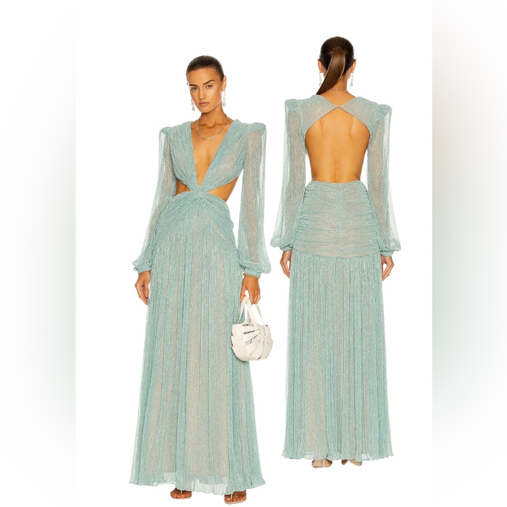 PATBO - LUREX CUTOUT GOWN - BLUE